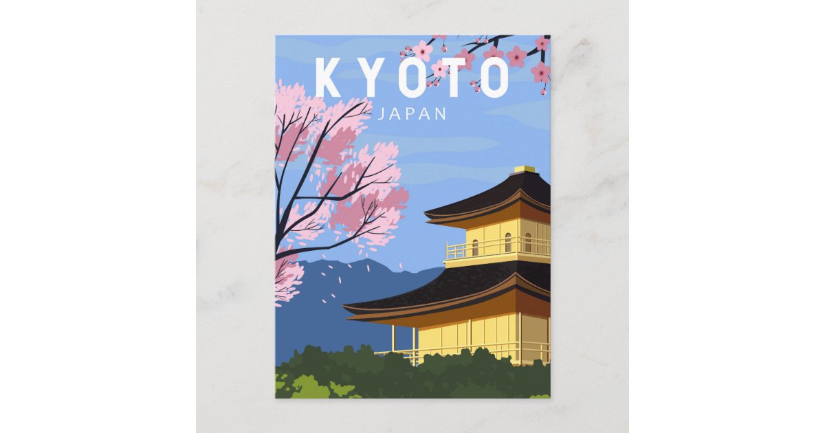 Kyoto Japan Travel Vintage Art Postcard