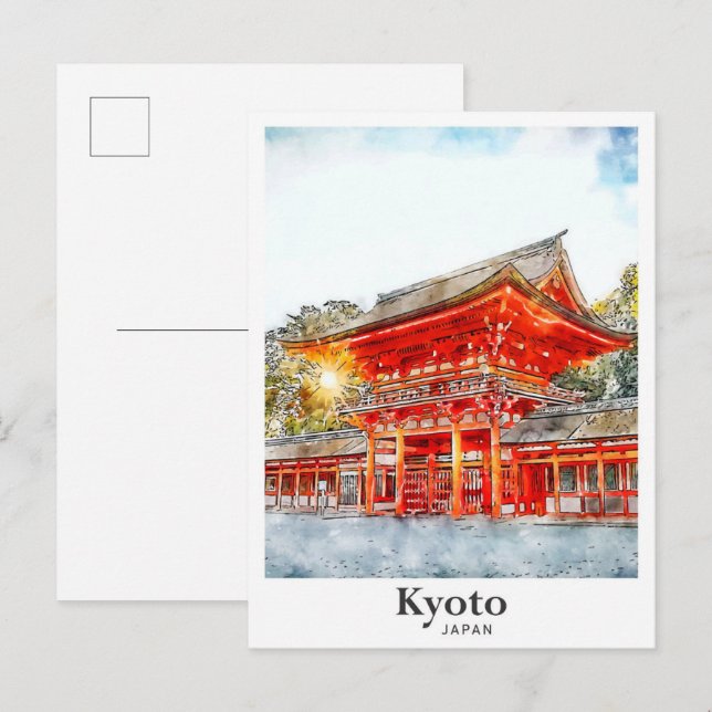 Kyoto Japan Watercolor Sketch Hand Drawn Postcard (Front/Back)
