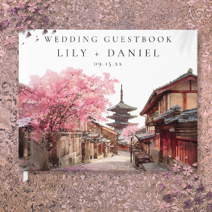 Kyoto Japan Watercolor Wedding Guest Book