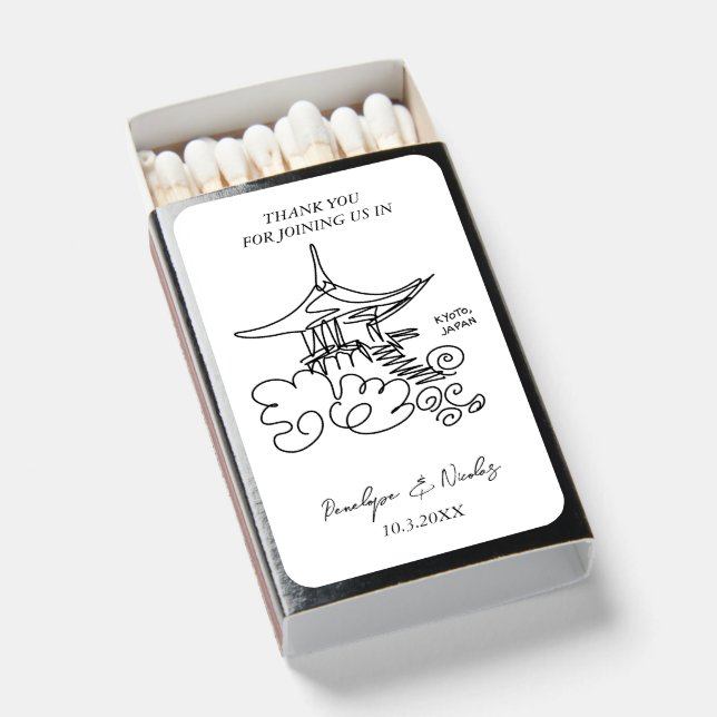 Kyoto Japan Wedding Favor Custom Matchboxes (Front Open)