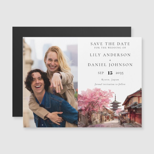 Kyoto Japan Wedding Photo Save The Date Magnetic Invitation (Front/Back)