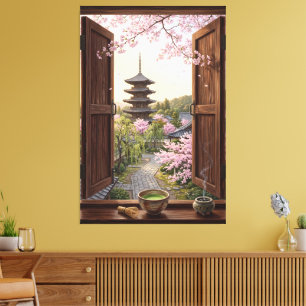 Kyoto Japanese Garden Faux Window Canvas Print