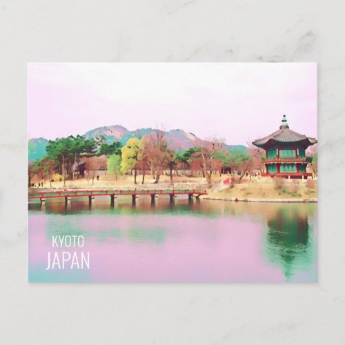 Kyoto landscape mountains shrine Japanese travel Postcard