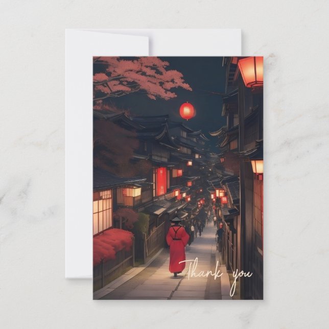 Kyoto Night Lantern Walk Thank You Card (Front)