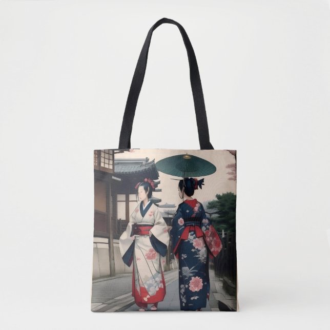 Kyoto Spring Walk Kimono Tote Bag (Front)