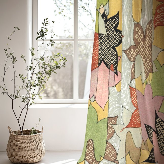 Kyoto Textile Design Vibrant Geometric Floral Sheer Curtains (Creator Uploaded)