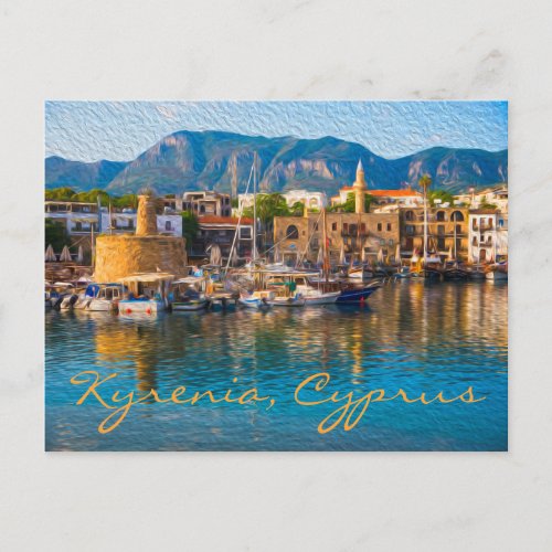 Kyrenia Cyprus Oil Painting Photograph Postcard