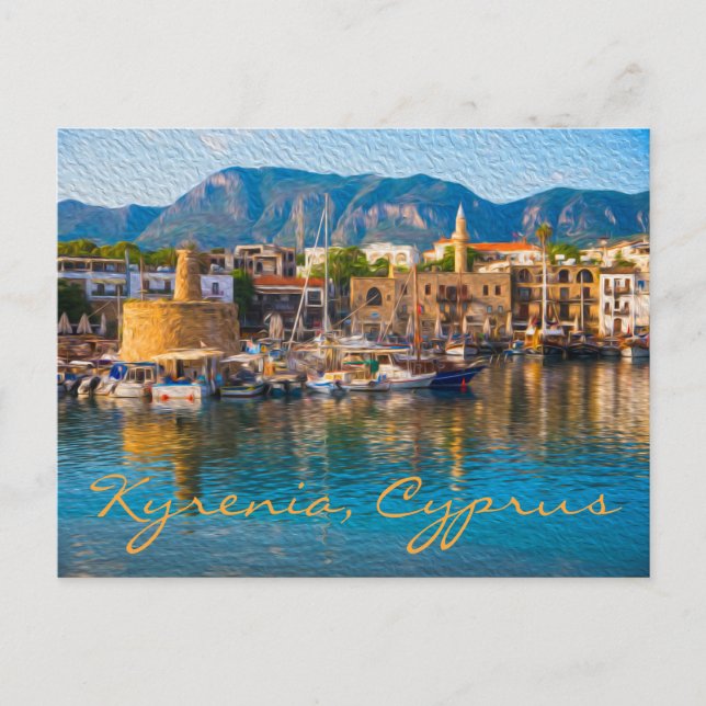 Kyrenia, Cyprus: Oil Painting Photograph Postcard (Front)