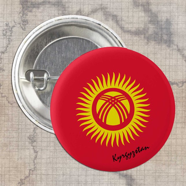 Kyrgyzstan button, patriotic Kyrgyzstan Flag Button (Creator Uploaded)