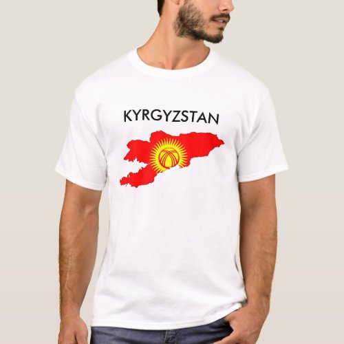 kyrgyzstan country flag map shape silhouette T_Shirt