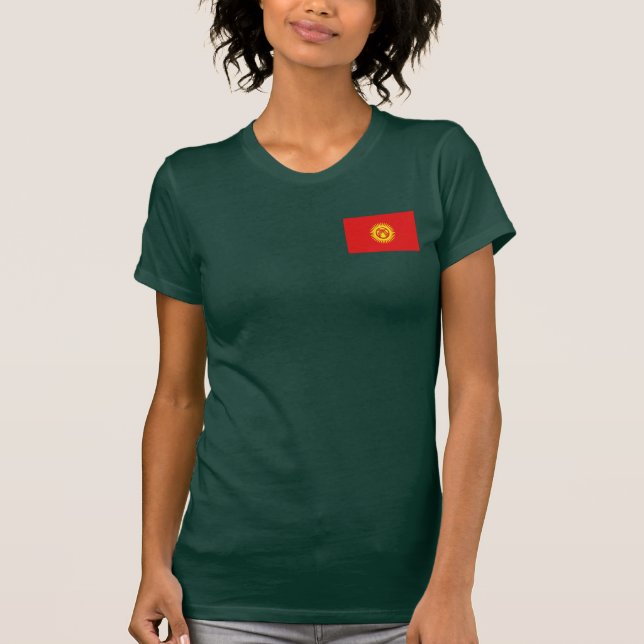 Kyrgyzstan Flag and Map dk T-Shirt (Front)