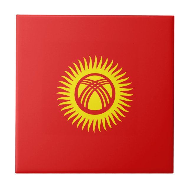 Kyrgyzstan Flag Ceramic Tile (Front)