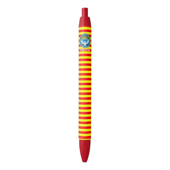 Kyrgyzstan Flag Cute Patriotic Black Ink Pen (Front Vertical)