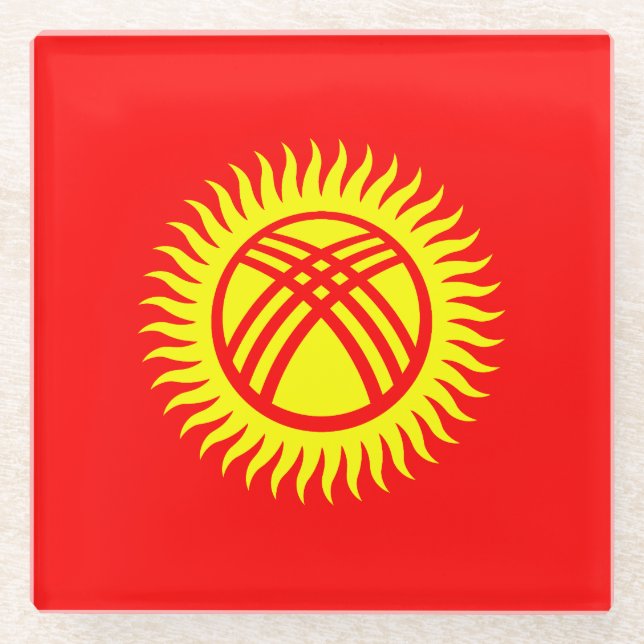 Kyrgyzstan Flag Glass Coaster (Front)