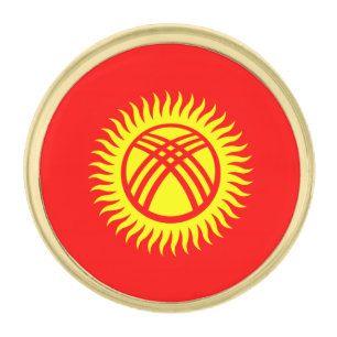 Kyrgyzstan Flag Gold Finish Lapel Pin