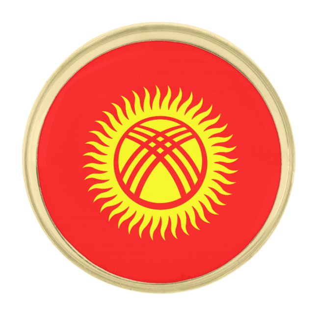 Kyrgyzstan Flag Gold Finish Lapel Pin (Front)