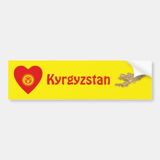 Kyrgyzstan Flag Heart + Map Bumper Sticker