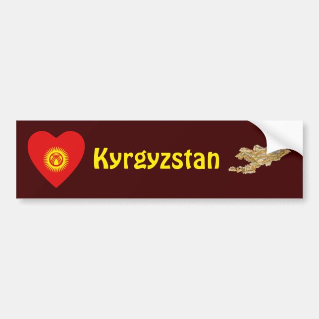 Kyrgyzstan Flag Heart + Map Bumper Sticker (Front)