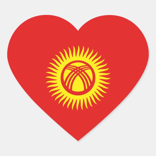 Kyrgyzstan Flag Heart Sticker (Front)