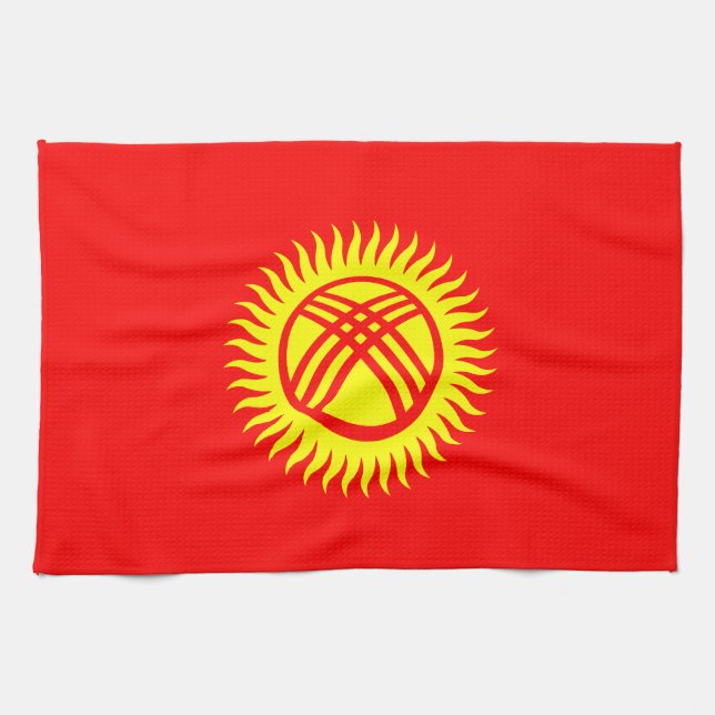 Kyrgyzstan Flag Kitchen Towel (Horizontal)