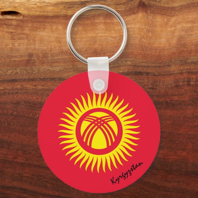 Kyrgyzstan Flag & Kyrgyzstan patriots / sports Keychain (Front)