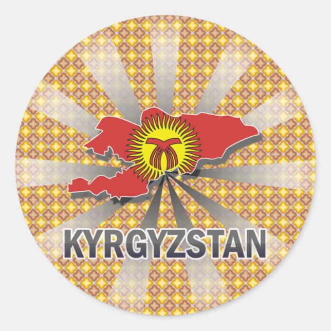 Kyrgyzstan Flag Map 2.0 Classic Round Sticker (Front)