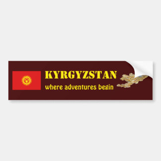 Kyrgyzstan Flag + Map Bumper Sticker