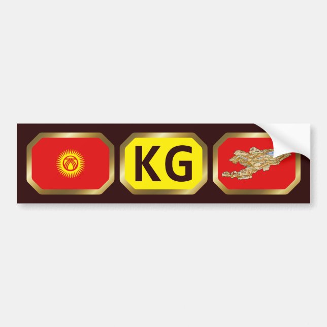 Kyrgyzstan Flag Map Code Bumper Sticker (Front)