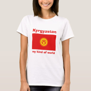 Kyrgyzstan Flag + Map + Text T-Shirt
