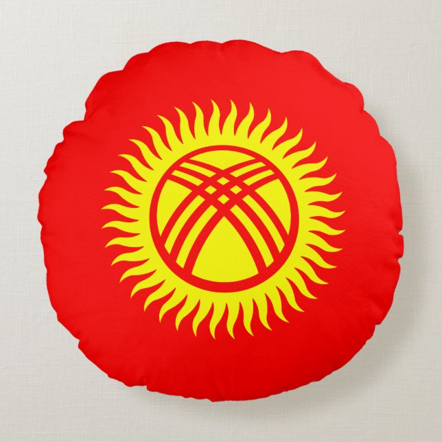 Kyrgyzstan Flag Round Pillow (Front)