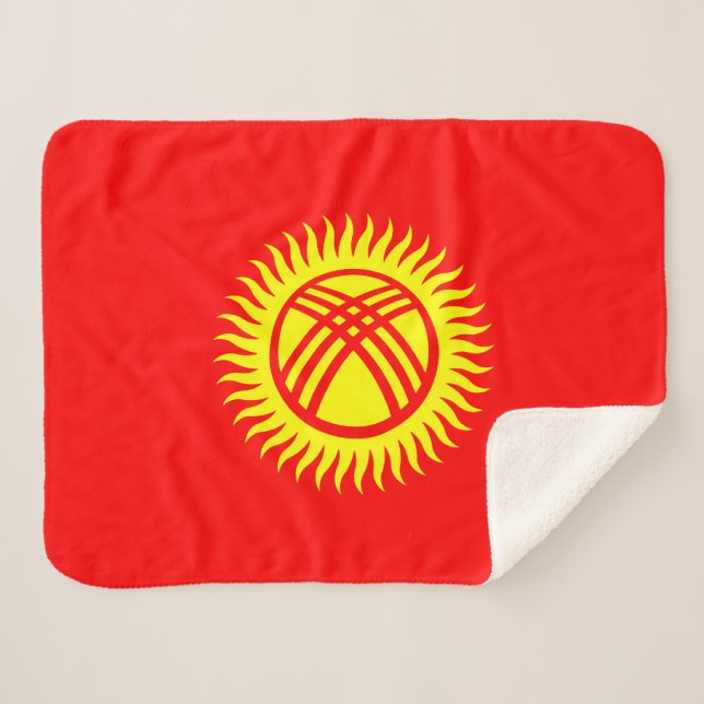 Kyrgyzstan Flag Sherpa Blanket (Front (Horizontal))