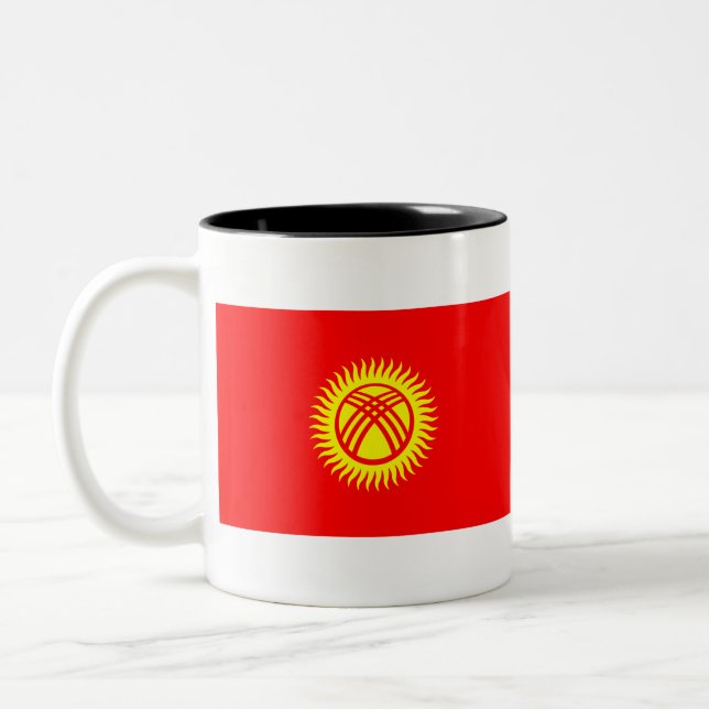 Kyrgyzstan Flag Two-Tone Coffee Mug (Left)