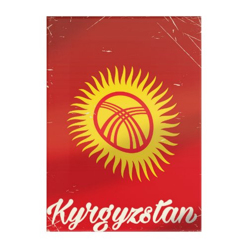 kyrgyzstan Flag Vintage travel poster Acrylic Print
