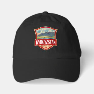 Kyrgyzstan Illustration Retro Badge Youth Dad Hat