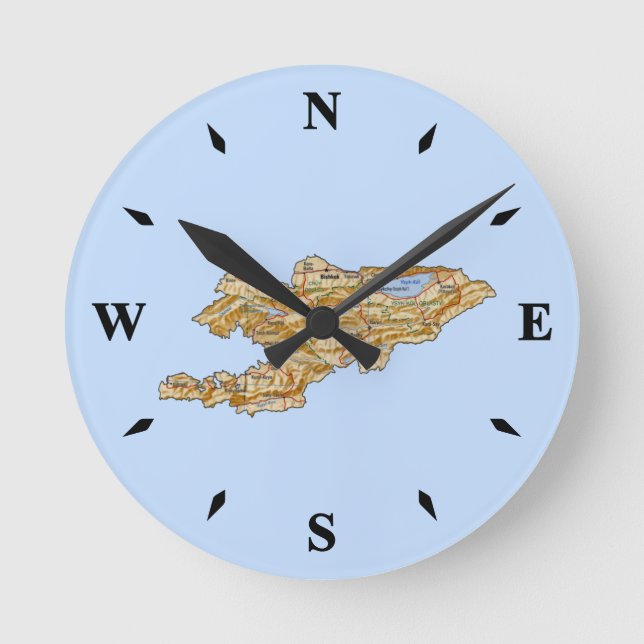 Kyrgyzstan Map Clock (Front)
