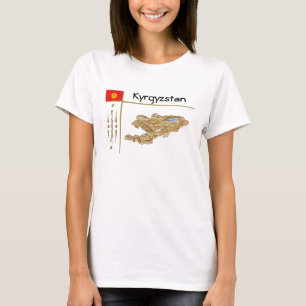 Kyrgyzstan Map + Flag + Title T-Shirt