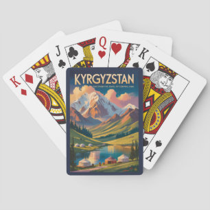 Kyrgyzstan Yurt Illustration Travel Art Vintage Poker Cards
