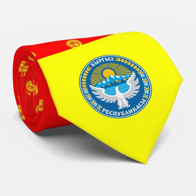 Kyrgyzstani Flag & Emblem, Flag of Kyrgyzstan Neck Tie (Rolled)