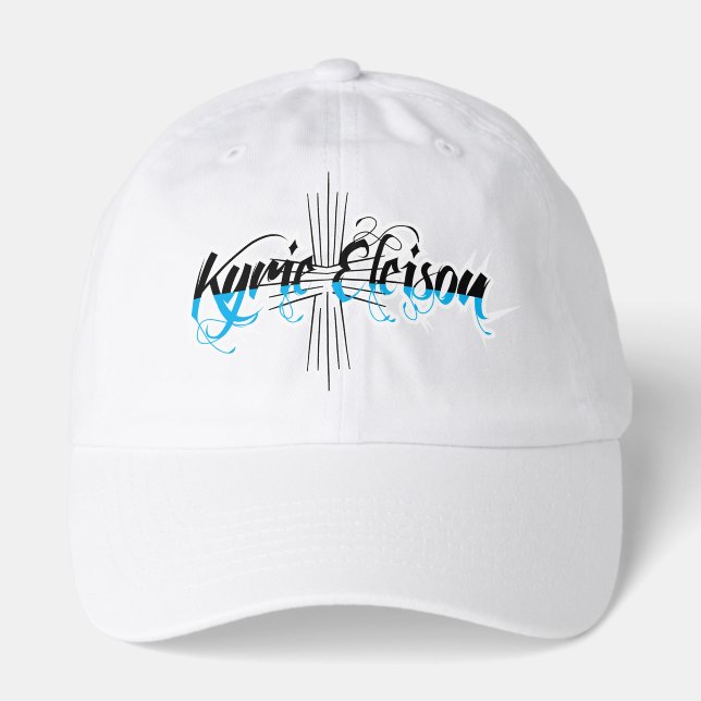 Kyrie Eleison Religious Phrase Stylized Text Hat (Front)