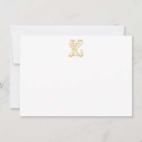 KZ or ZK Monogram vintage antique gold note cards