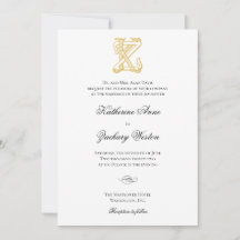 KZ or ZK Monogram Vintage Wedding Invitations