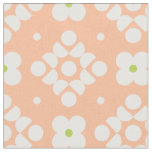 (L) 2502220A Geometric Floral Pattern Green Dots Fabric