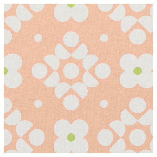 (L) 2502220A Geometric Floral Pattern Green Dots Fabric