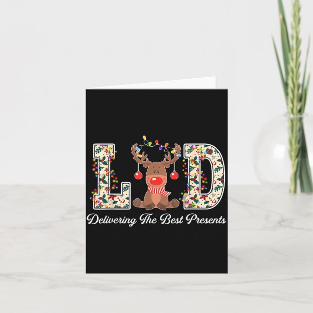 L&amp;d Delivering The Nurse Reindeer Christmas  Card (Front)