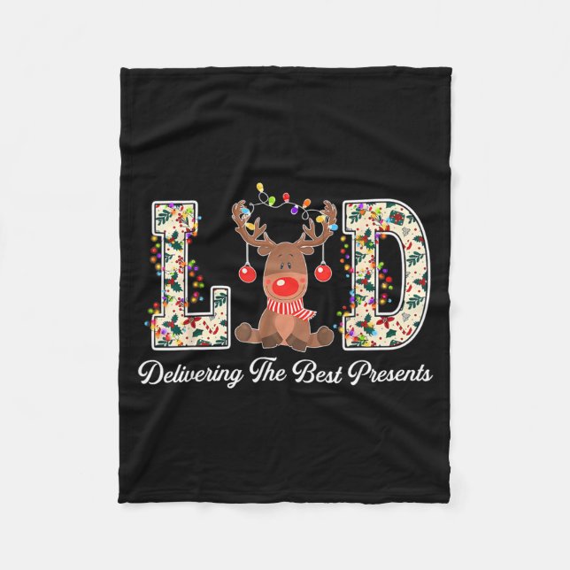 L&amp;d Delivering The Nurse Reindeer Christmas  Fleece Blanket (Front)