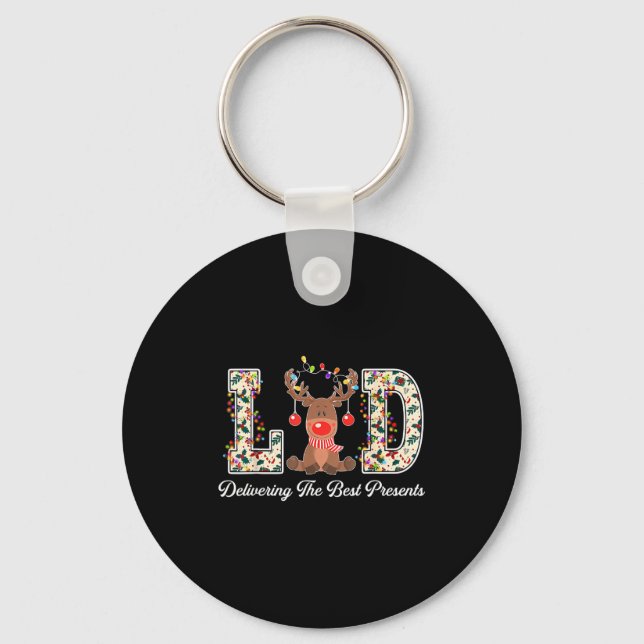 L&amp;d Delivering The Nurse Reindeer Christmas  Keychain (Front)