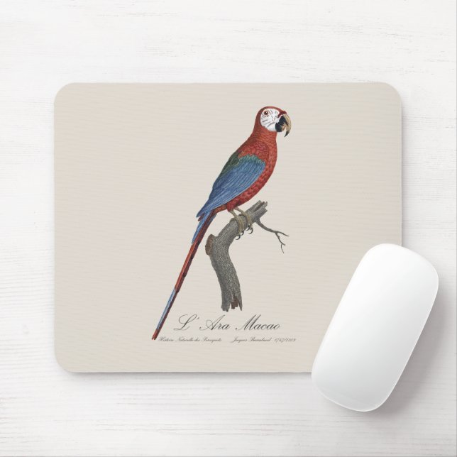 L' Ara Macao / Red and green Macaw  Mouse Pad (With Mouse)