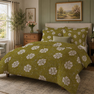 L Biophilic green William Morris floral Marigold Duvet Cover
