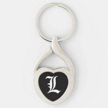 "l" Black Heart Keychain by buyall at Zazzle
