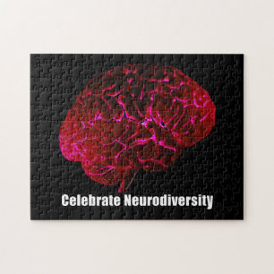 l  Celebrate Neurodiversity Red Brain Puzzle